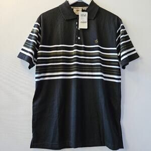 Lada [Read] Striped Men's Polo Dark Gray Short Sleeve Size Medium